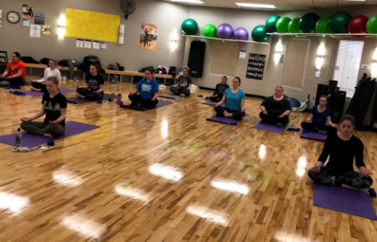 Students in a yoga class